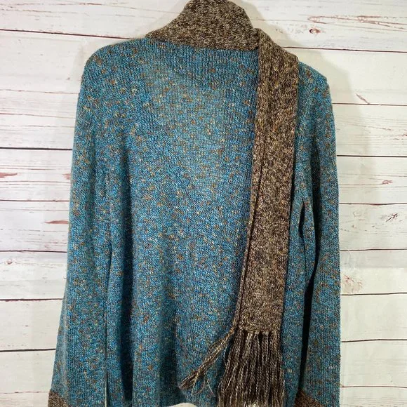 SOLD Christopher & Banks Blue & Brown Weave Sweater NWOT - Picture 12 of 13